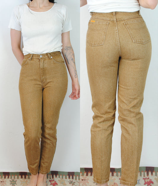 Vintage 80s 90s Jordache denim jeans brown gold denim