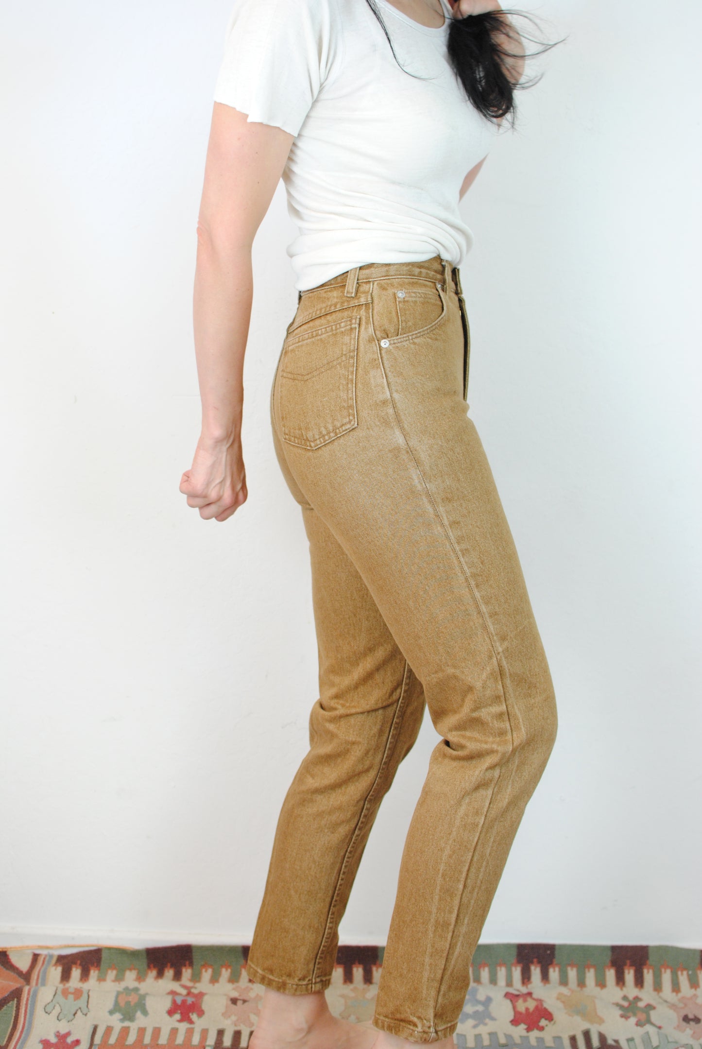 Vintage 80s 90s Jordache denim jeans brown gold denim