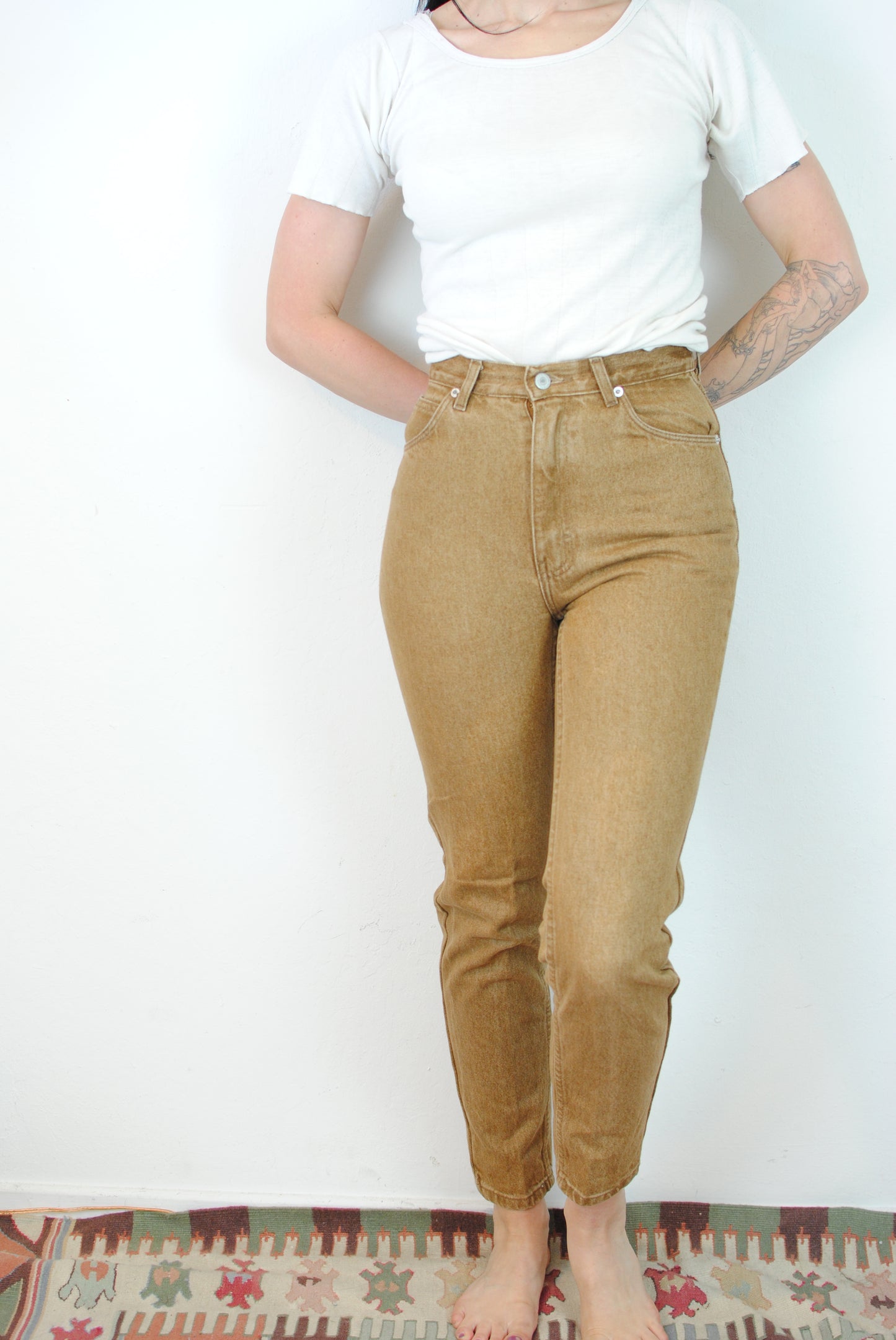 Vintage 80s 90s Jordache denim jeans brown gold denim