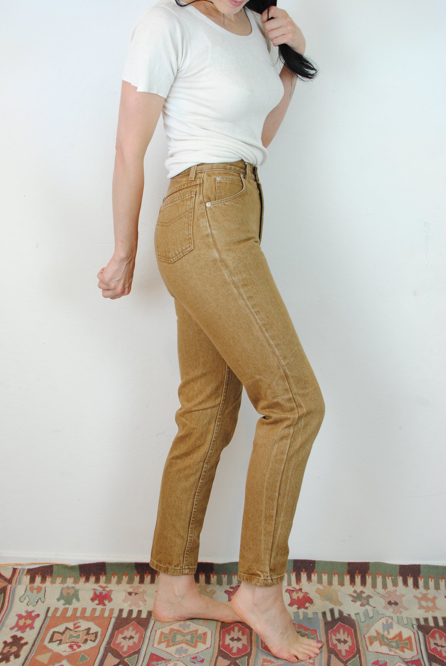 Vintage 80s 90s Jordache denim jeans brown gold denim