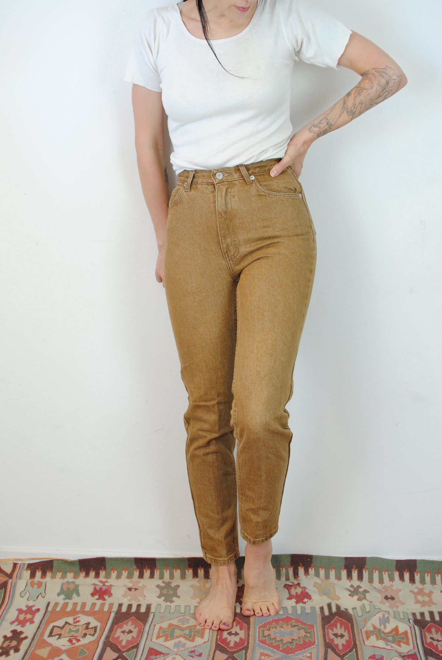 Vintage 80s 90s Jordache denim jeans brown gold denim