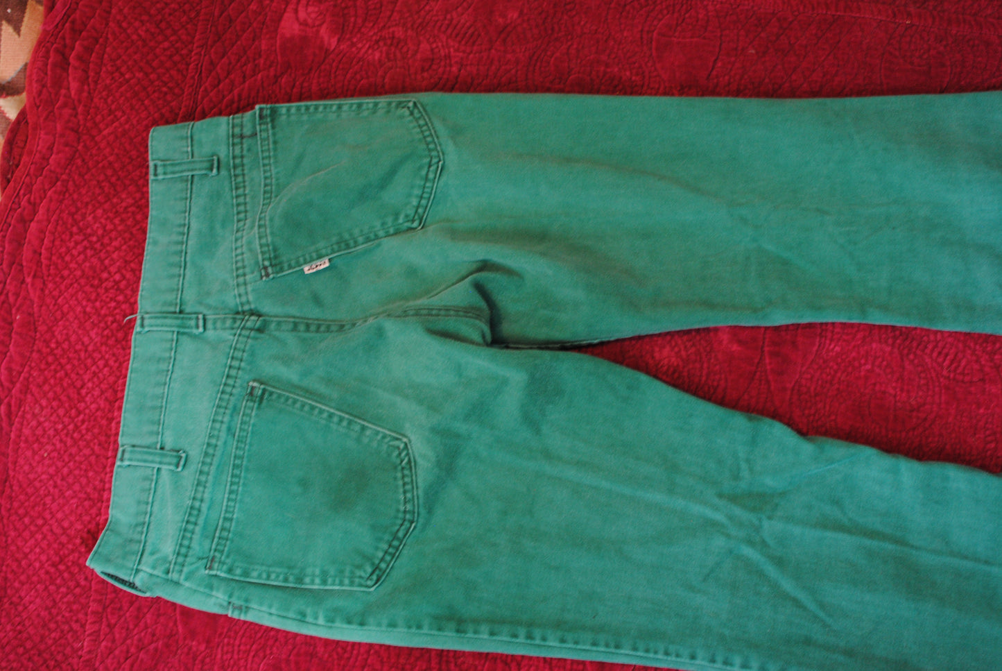 green Levi bell bottoms Levi's pants jeans 70s vintage