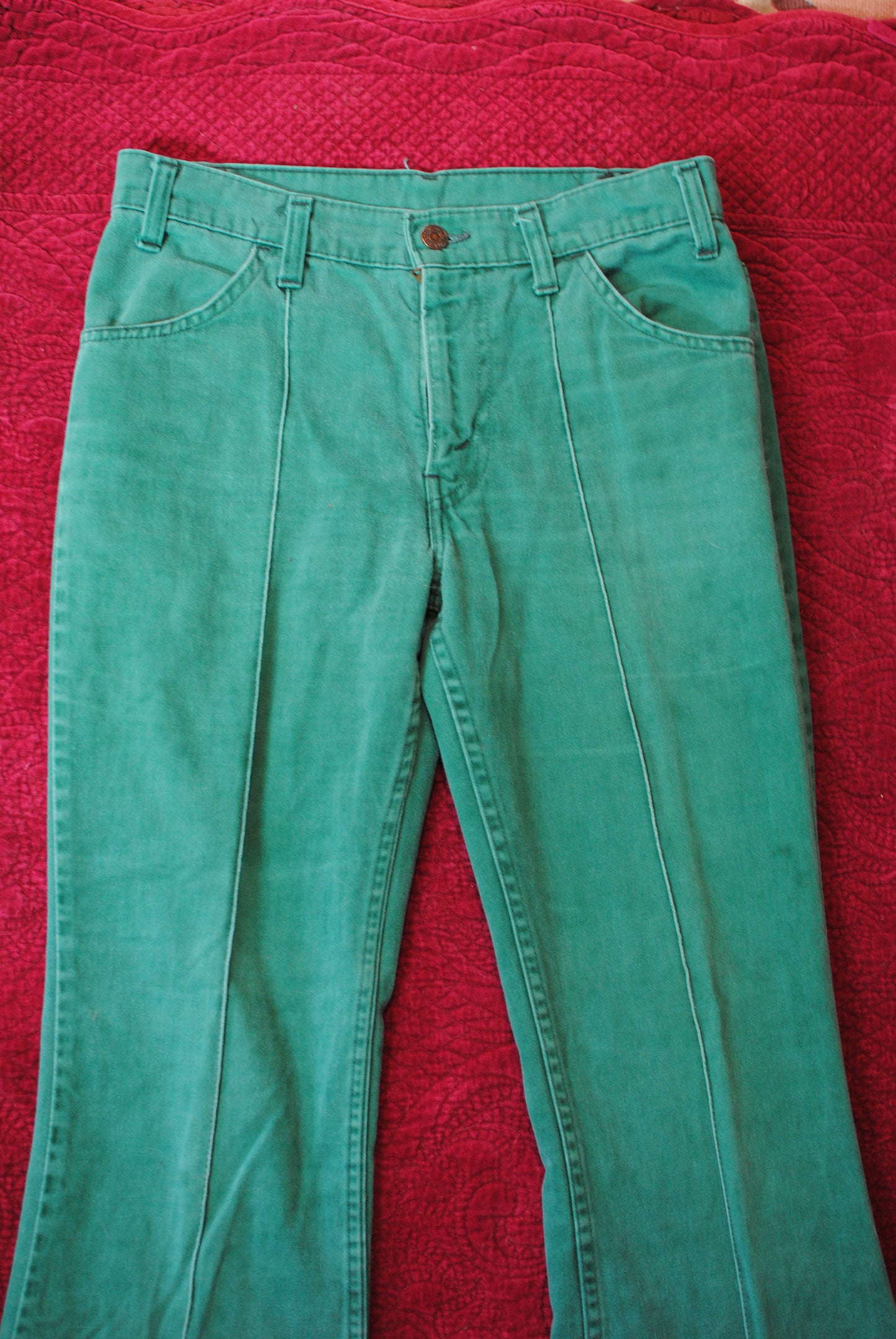 green Levi bell bottoms Levi's pants jeans 70s vintage