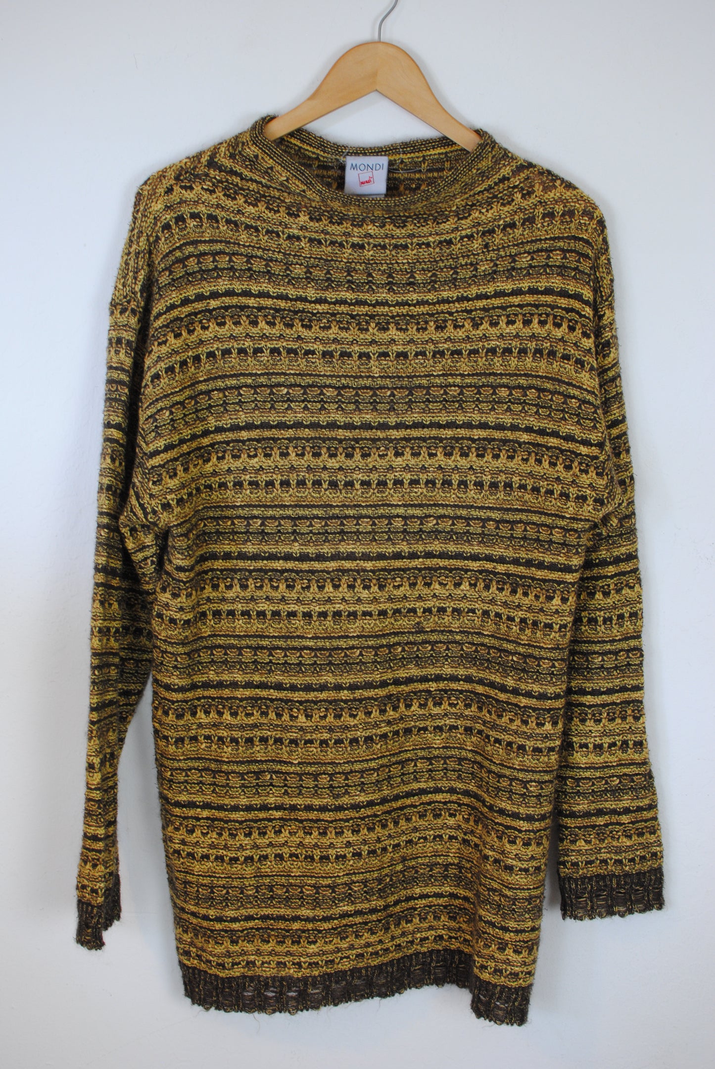 Mondi oversized sweater dress yellow knit 90s Y2K lightweight sweater long sleeves