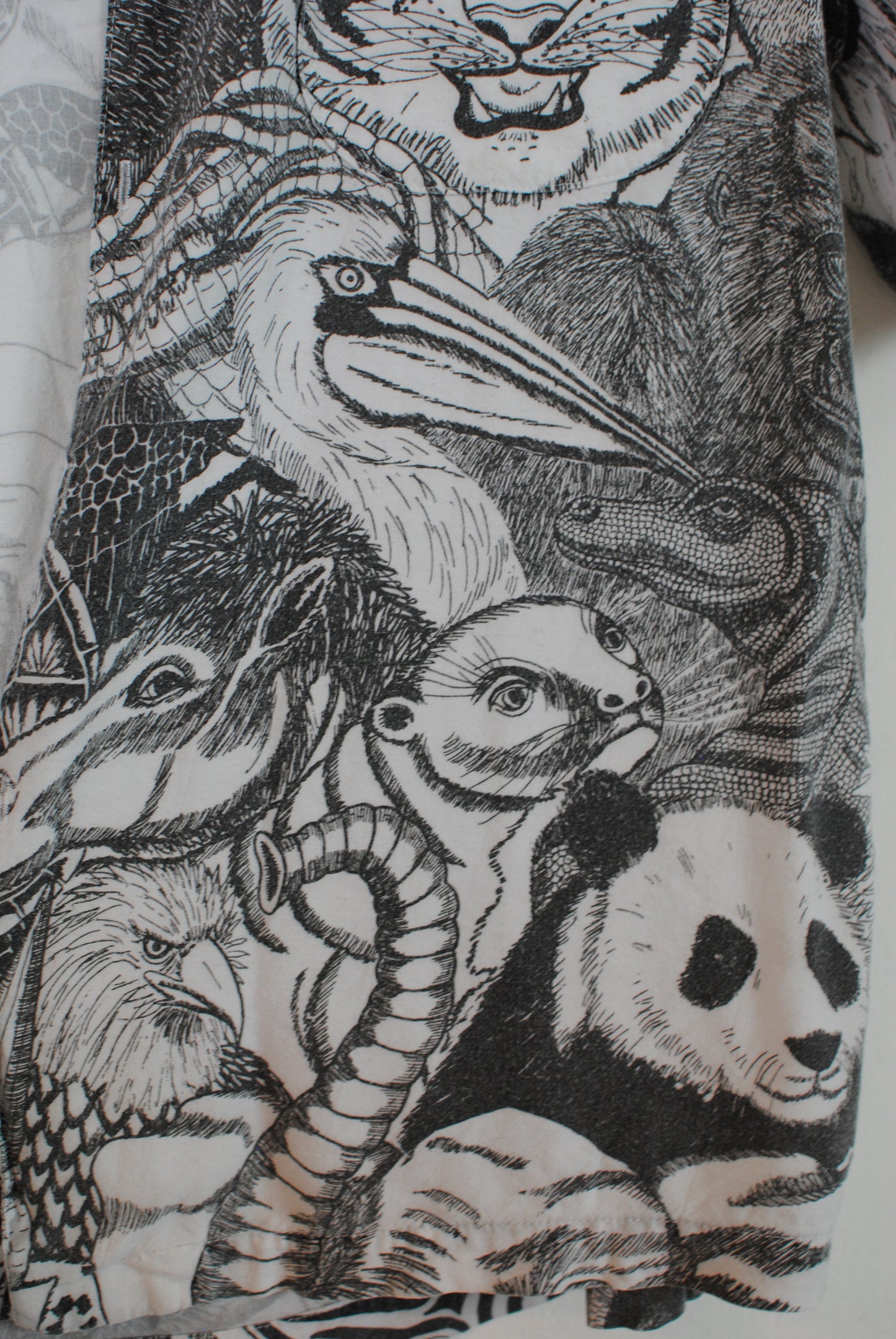 Cactus Club black white all over print animal shirt blouse zoo animals safari shirt screen print