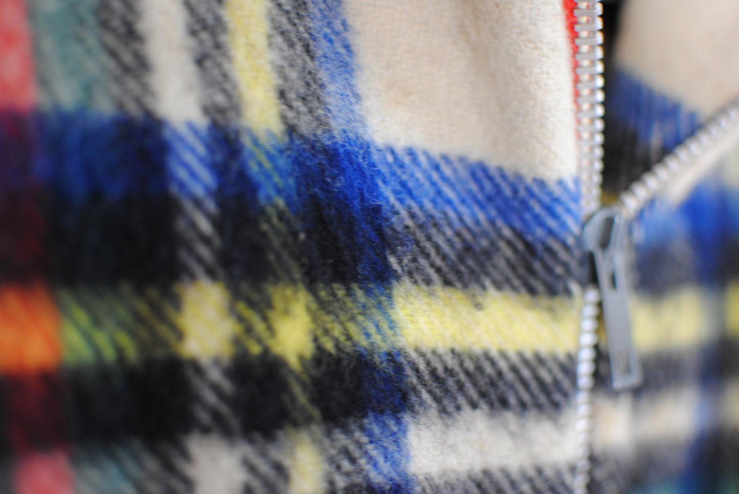 Wool plaid hooded 60s 70s coat zip up jacket virgin wool winter coat