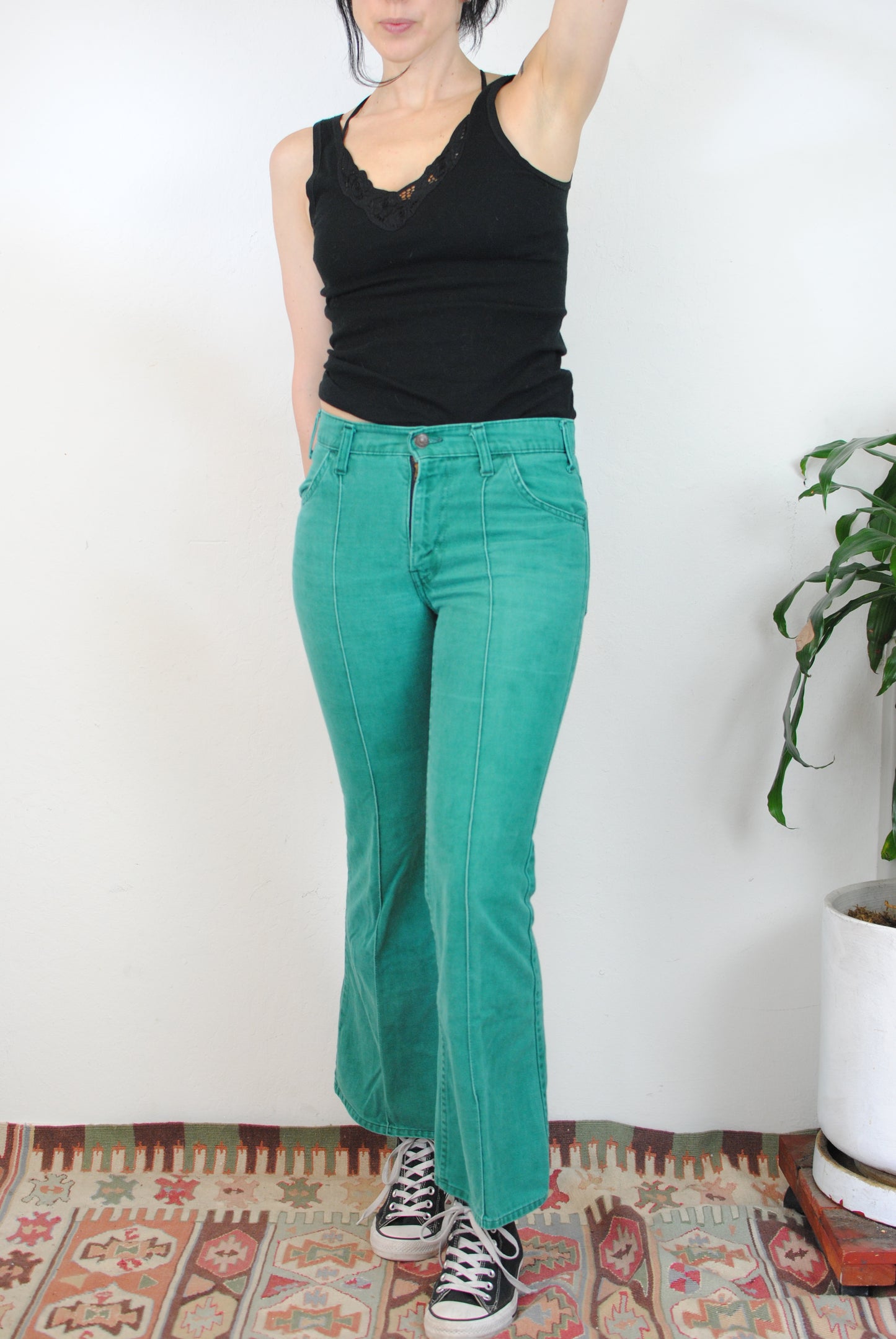 green Levi bell bottoms Levi's pants jeans 70s vintage