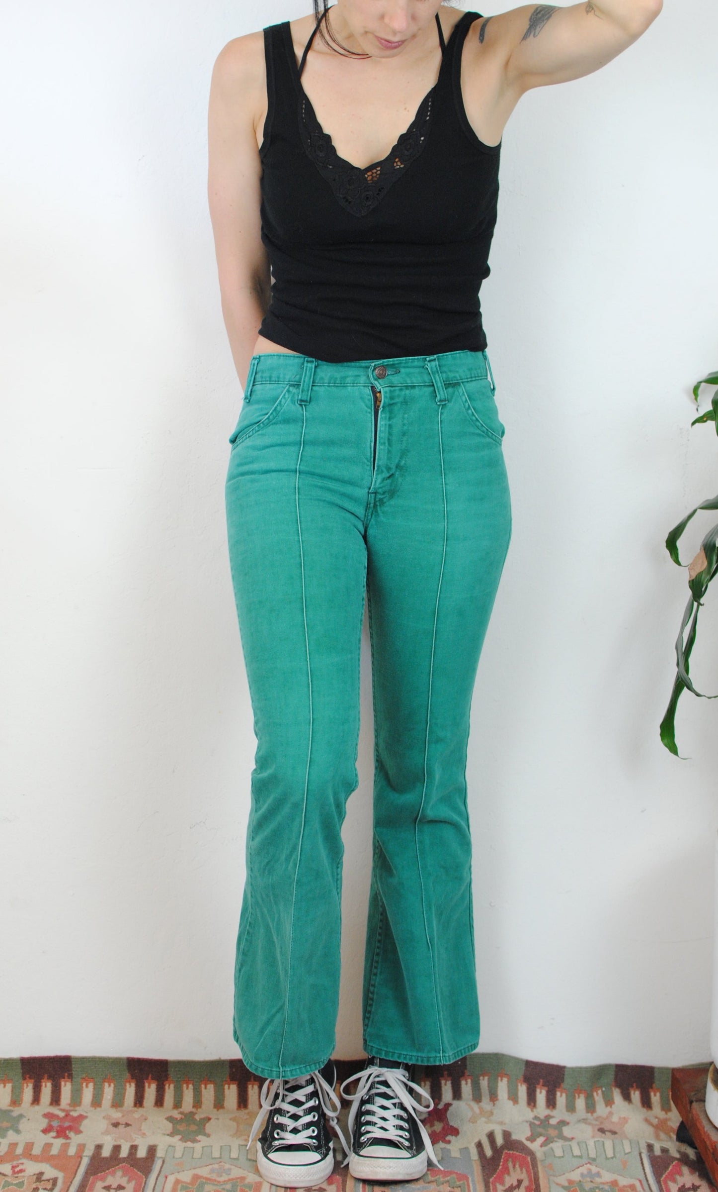 green Levi bell bottoms Levi's pants jeans 70s vintage